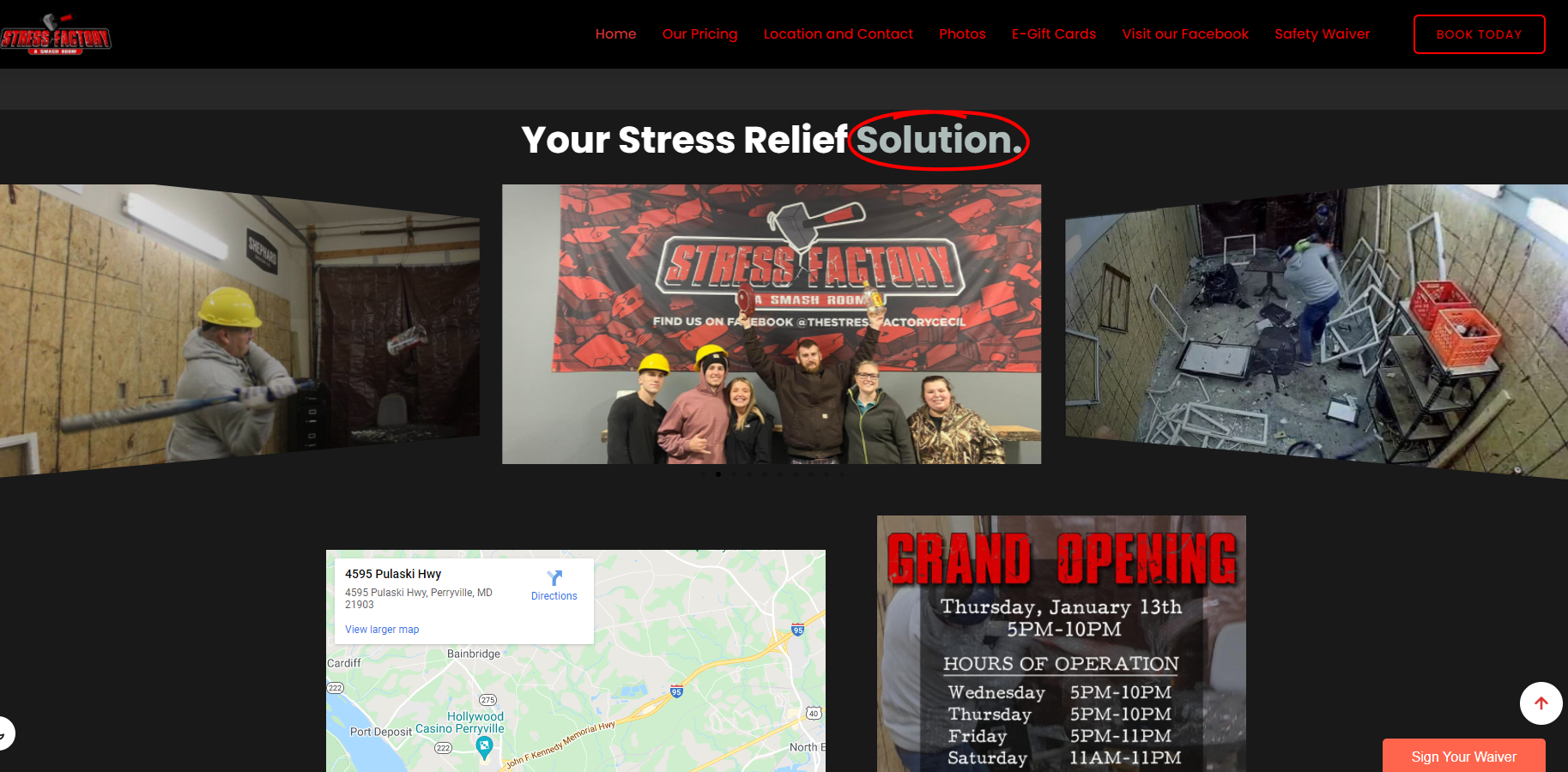 The Stress Factory Cecil, MD Website Design CloudNorth Technology